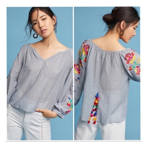 Anthropologie Tops - Anthropologie Floreat Soleil Embroidered blouse